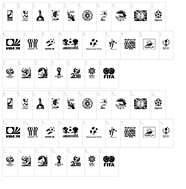 World Cup logos font map